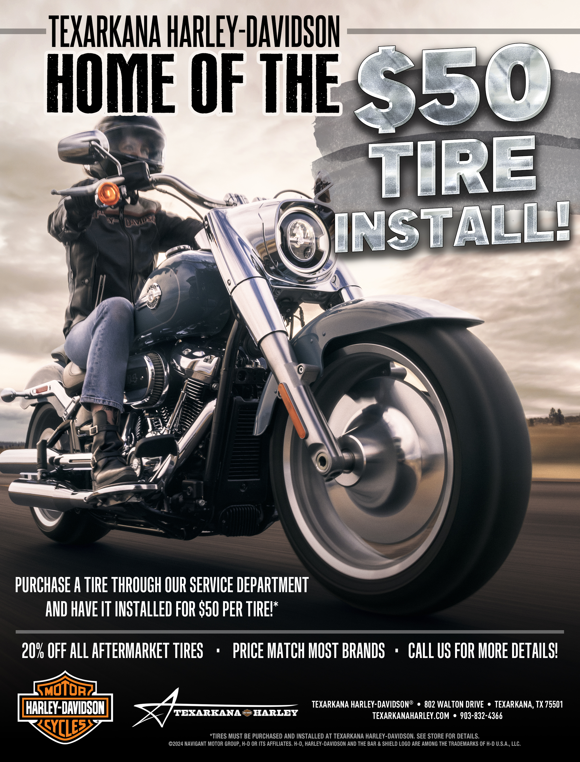 Texarkana Harley-Davidson $50 Tire Install