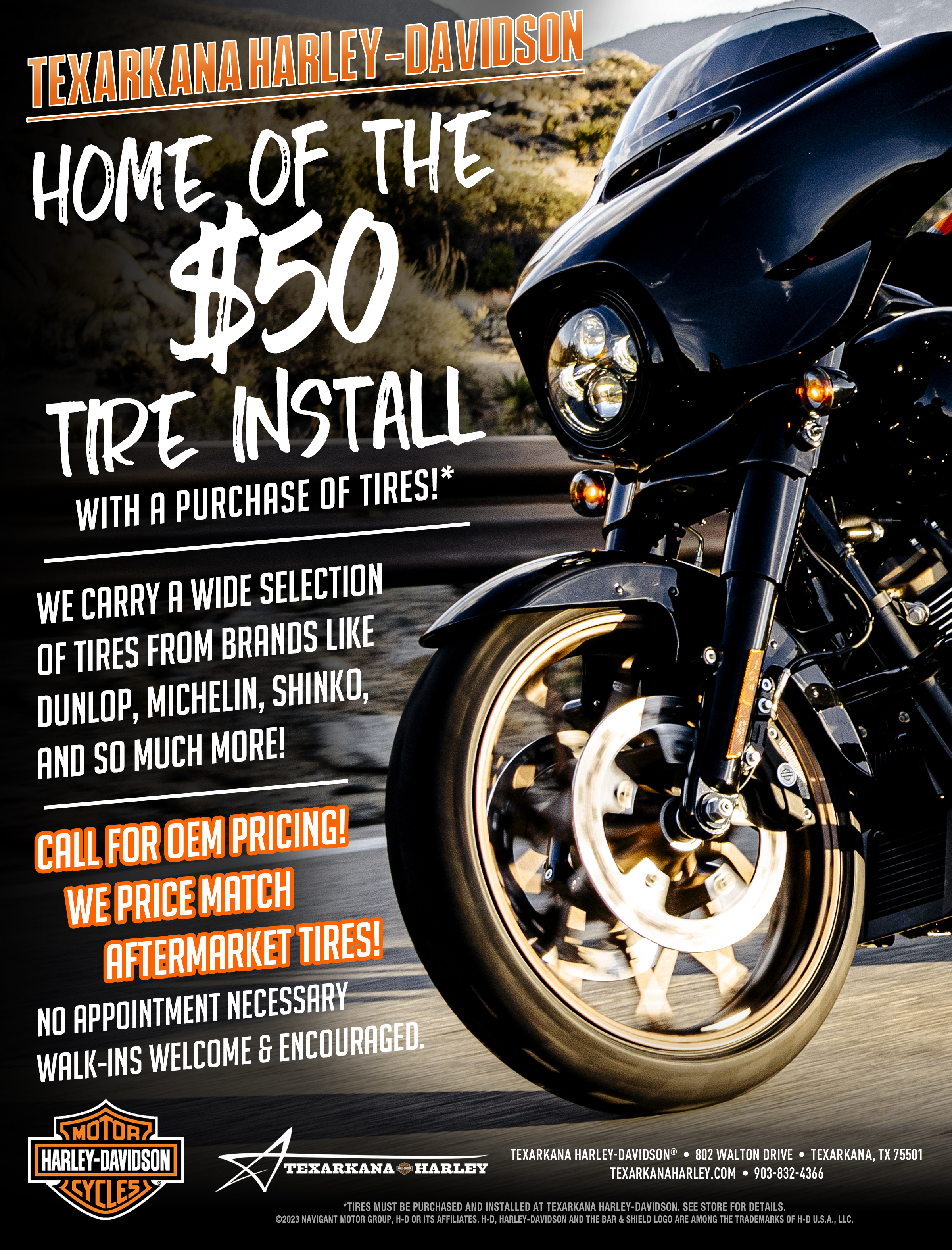 Texarkana Harley-Davidson $50 Tire Install