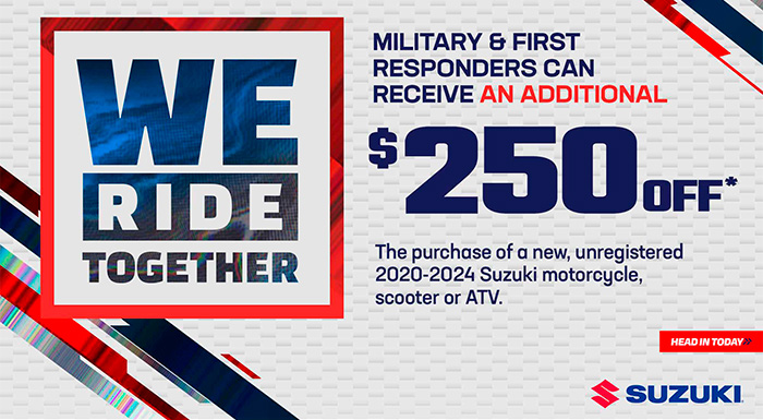 Suzuki US - MILITARY & FIRST RESPONDERS at Hebeler Sales & Service, Lockport, NY 14094