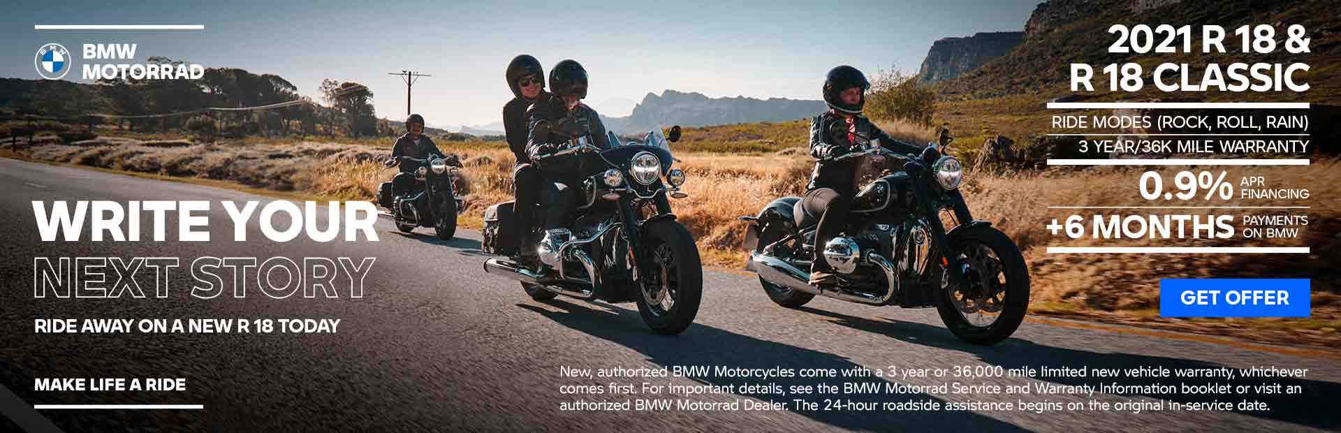 BMW - 2022 R 18 and R 18 Classic:  0.9% Apr Financing + BMW Makes Your Payments for 6 Months at Lynnwood Motoplex, Lynnwood, WA 98037