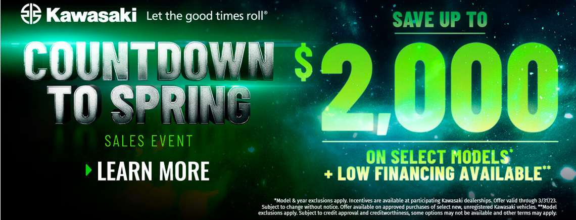 Kawasaki - COUNTDOWN TO SPRING SALES EVENT at Brenny's Motorcycle Clinic, Bettendorf, IA 52722