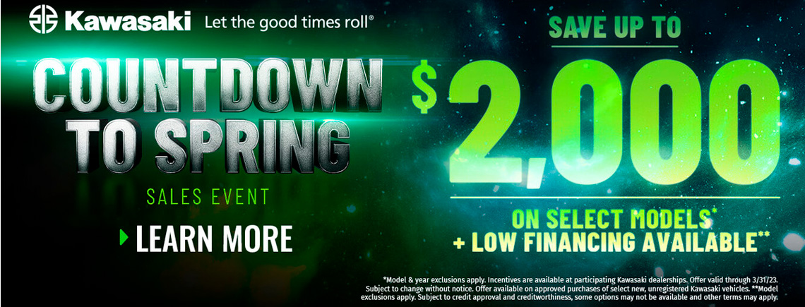 Kawasaki - COUNTDOWN TO SPRING SALES EVENT at Sloans Motorcycle ATV, Murfreesboro, TN, 37129