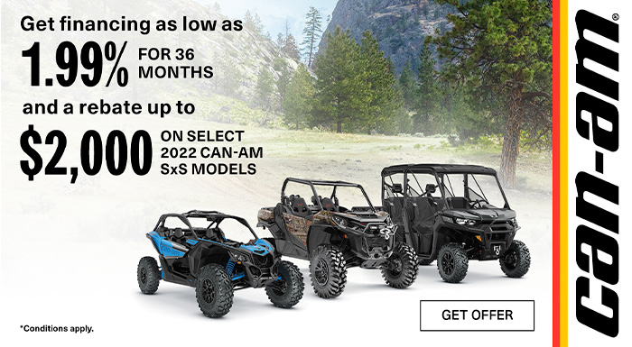 Can am Off Road US - Retail Promotion: Financing as low as 1.99% for 36-months at Power World Sports, Granby, CO 80446