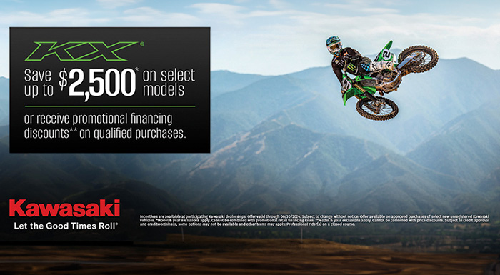 Kawasaki US - SAVE UP TO $2,500* On KX at Brenny's Motorcycle Clinic, Bettendorf, IA 52722