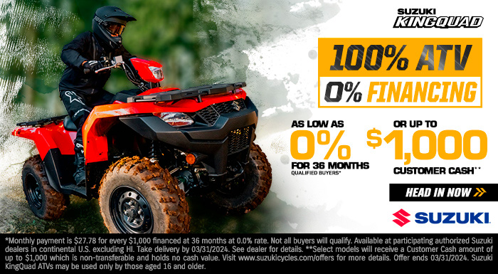 Suzuki US - 100% ATV 0% Financing at Edwards Motorsports & RVs