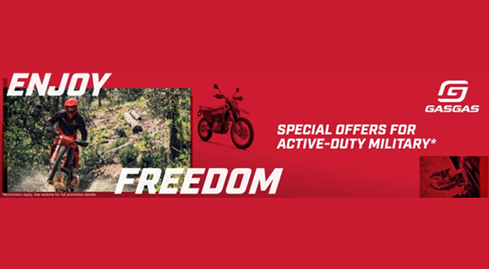 GasGas - ENJOY FREEDOM: SPECIAL OFFERS AVAILABLE TO ACTIVE MILITARY* at Teddy Morse Grand Junction Powersports