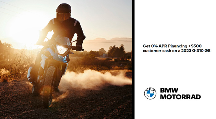 BMW US  - SPECIAL OFFER: Get 0% APR Financing +$500 customer cash on a 2023 G 310 GS at Teddy Morse Grand Junction Powersports