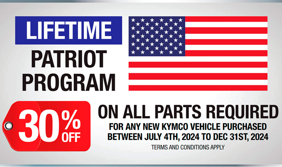 KYMCO US - KYMCO LIFETIME PATRIOT PROGRAM at Paulson's Motorsports