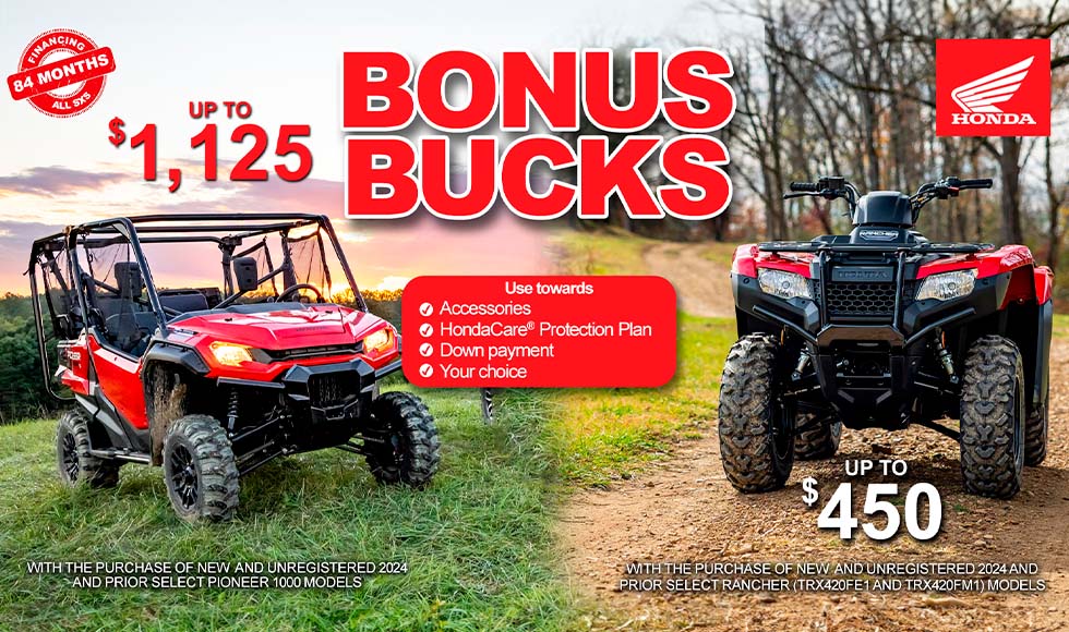 HONDA US - BONUS BUCKS $1,250 at Powersports St. Augustine