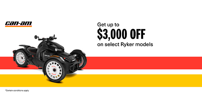 Can Am On Road - Get a rebate up to $3,000 on select 2023 Can-Am Ryker models at Mount Rushmore Motorsports