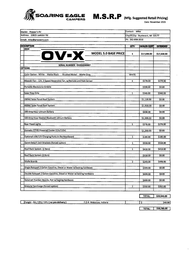 2024 Soaring Eagle OV-X 5.0 at Prosser's Premium RV Outlet