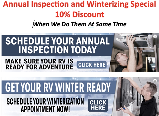 2024 Winterizing & Annual Inspection Sale Get Your Rig Inspected and Winterized in One Visit to Prosser RV at Prosser's Premium RV Outlet