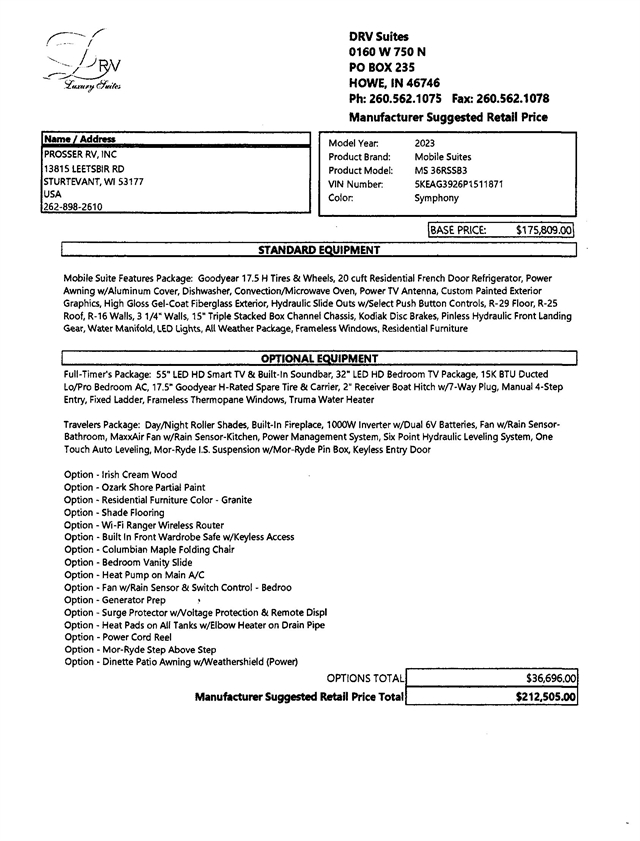 2023 DRV Mobile Suites MS 36RSSB3 at Prosser's Premium RV Outlet