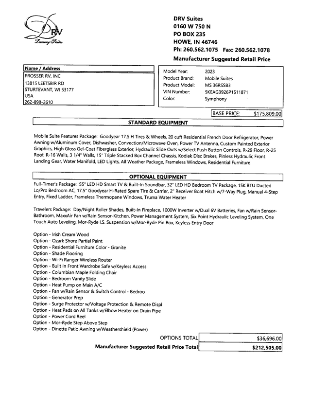 2023 DRV Mobile Suites MS 36RSSB3 at Prosser's Premium RV Outlet