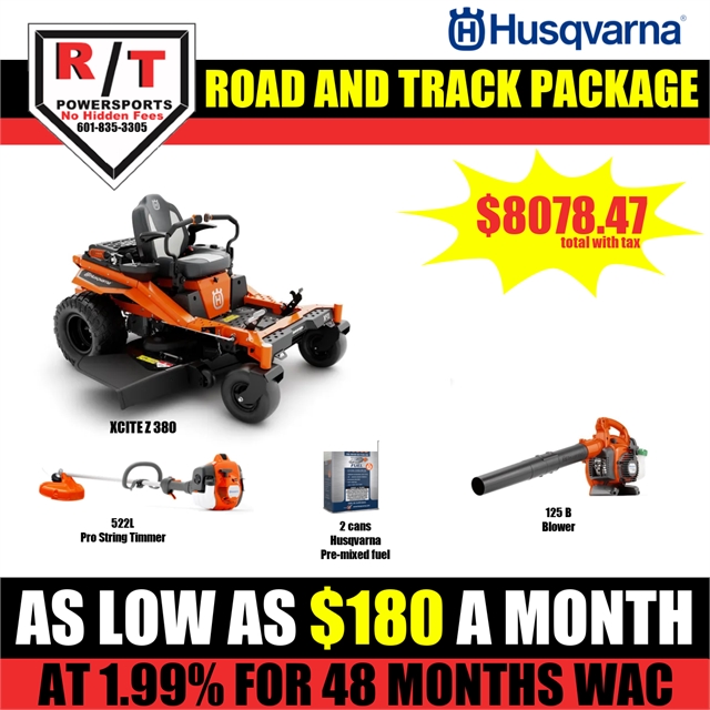 2023 Husqvarna Package Xcite Z380  Mower, 522L String Trimmer, and 125B Blower at R/T Powersports