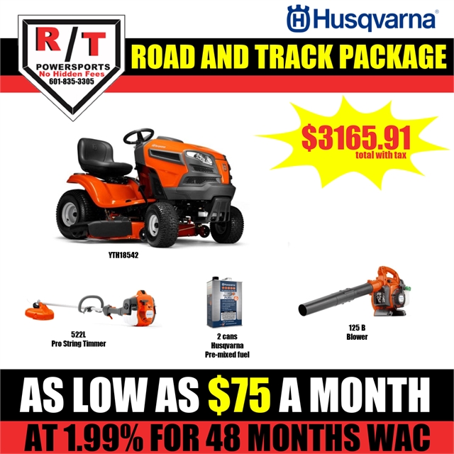 2023 Husqvarna Package YTH18542 Mower, 522L String Trimmer, and 125B Blower at R/T Powersports