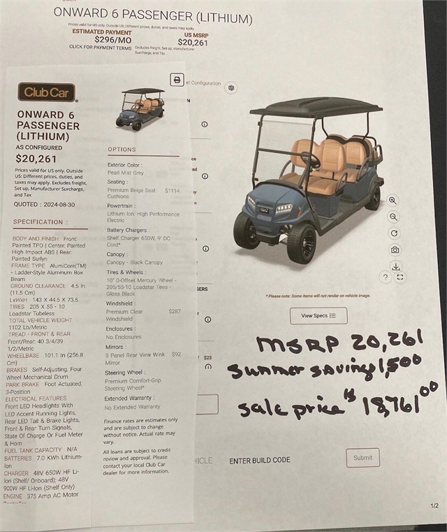 2024 Club Car Onward 6 Passenger HP Lithium at Bulldog Golf Cars