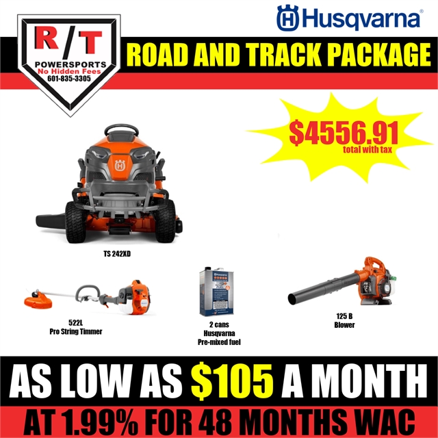 2023 Husqvarna Package TS242XD Mower, 522L String Trimmer, and 125B Blower at R/T Powersports
