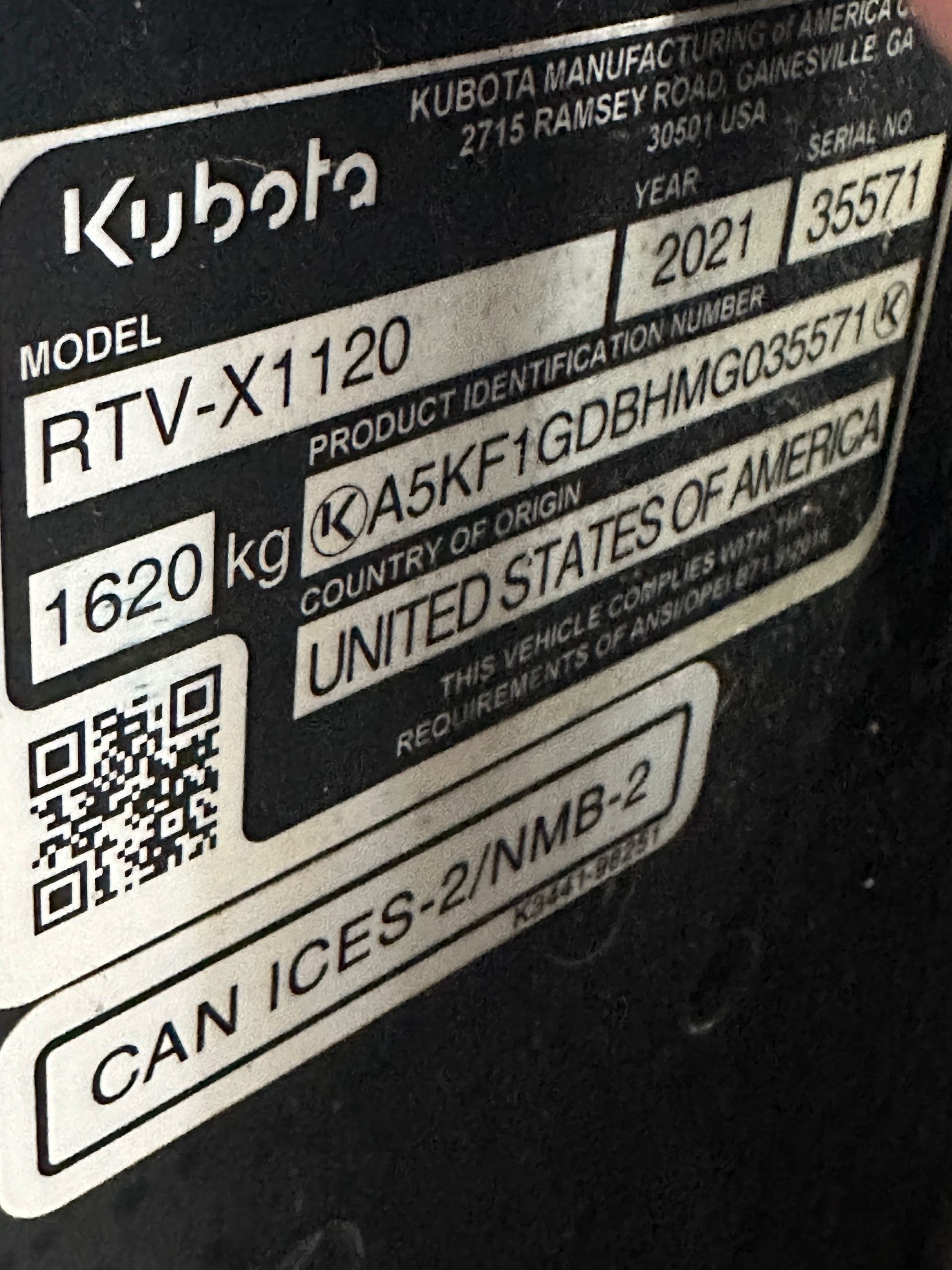 2021 Kubota RTV-X1120WL-A Worksite Orange at ATVs and More